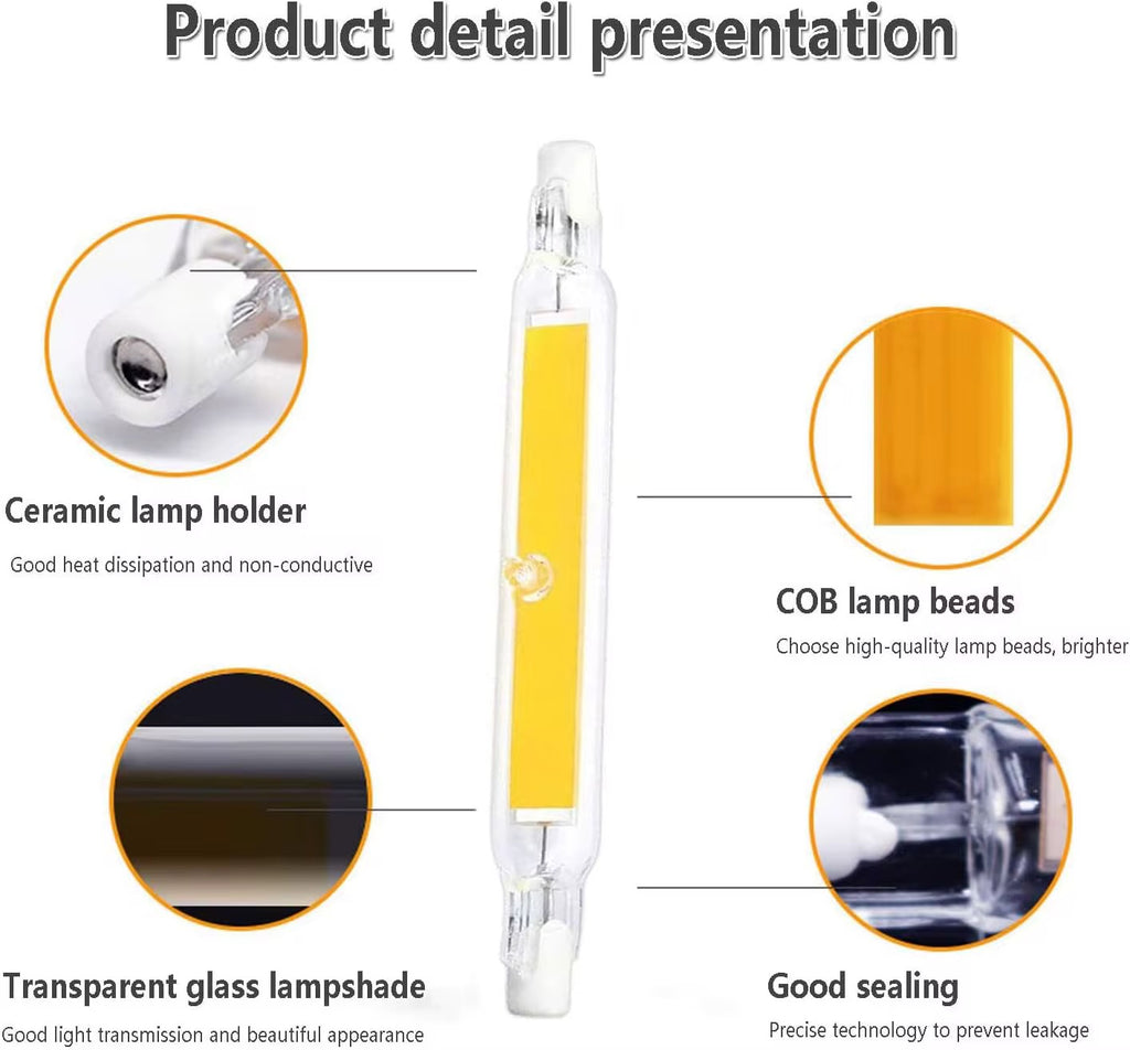 LED R7S COB Lamp 7W 118mm 220V – Warm White
