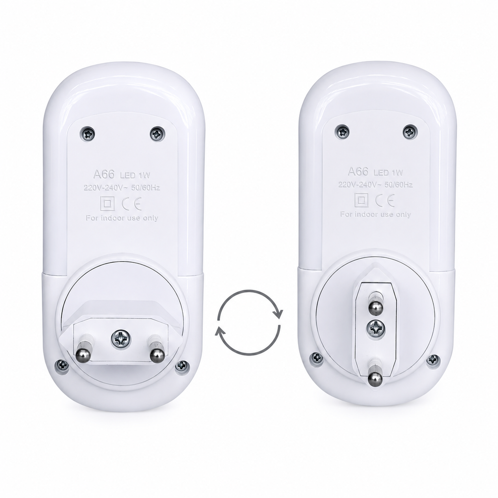 1W LED Sensor Night Light – Automatic Dusk-to-Dawn Plug-in Lamp | White