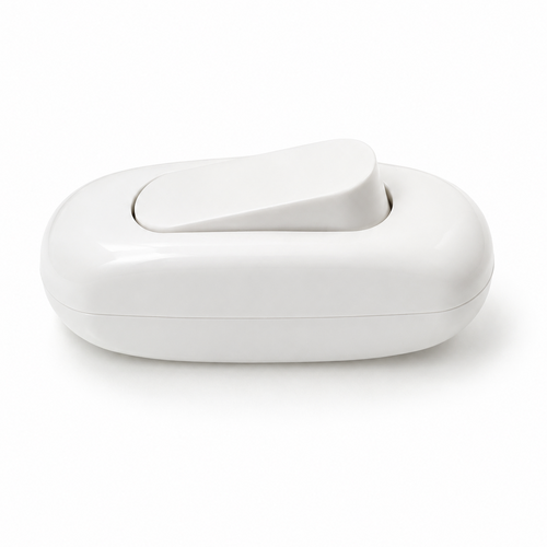 2-Way Pear-Shaped Inline Switch – White Cable Switch for Lamps & Lighting Applications