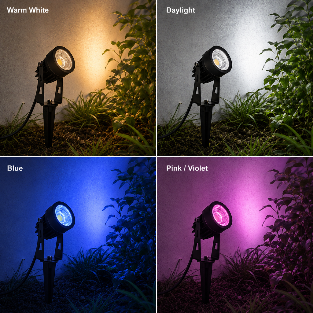 3W COB Garden Spike Light 220V IP67 – Warm White, Daylight, Blue & Pink/Violet Beirut