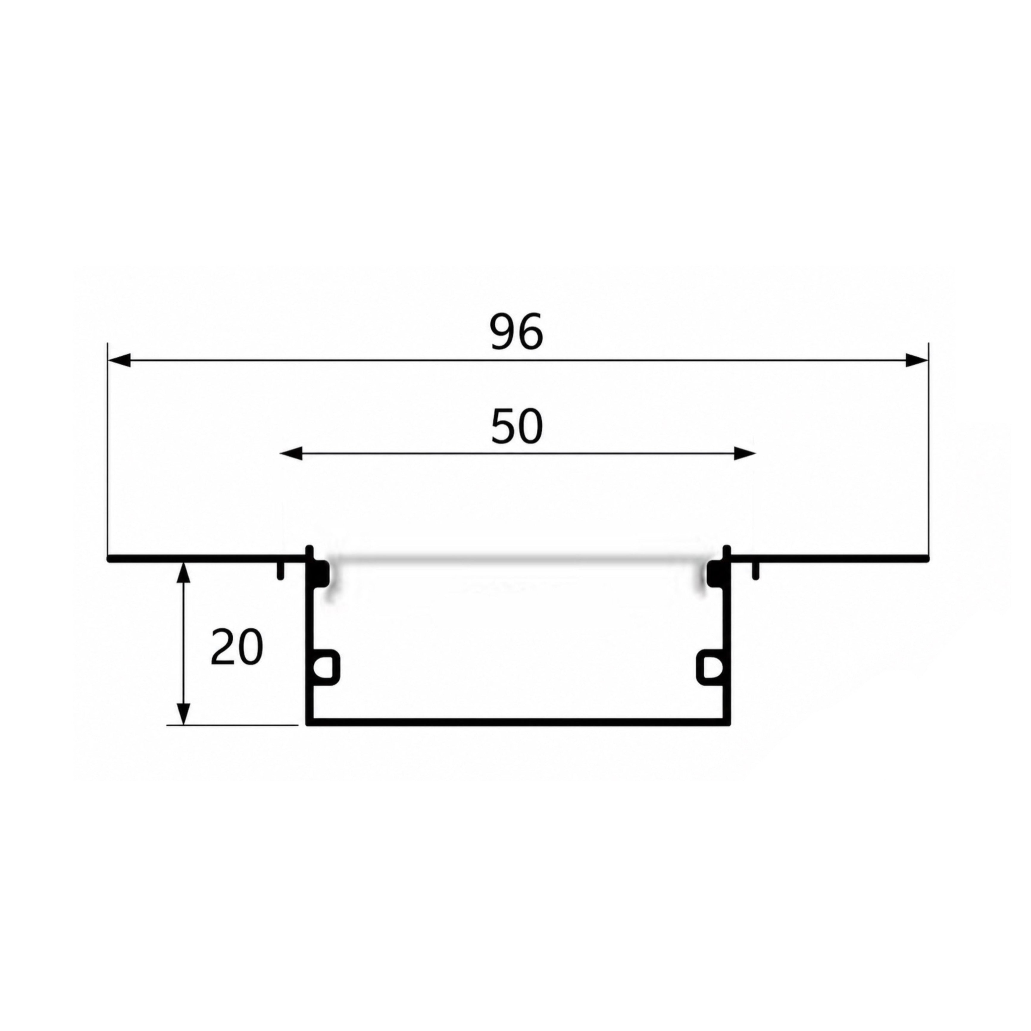 Aluminum Gypsum Trunk Profile 3M – Recessed – Silver |20x96mm