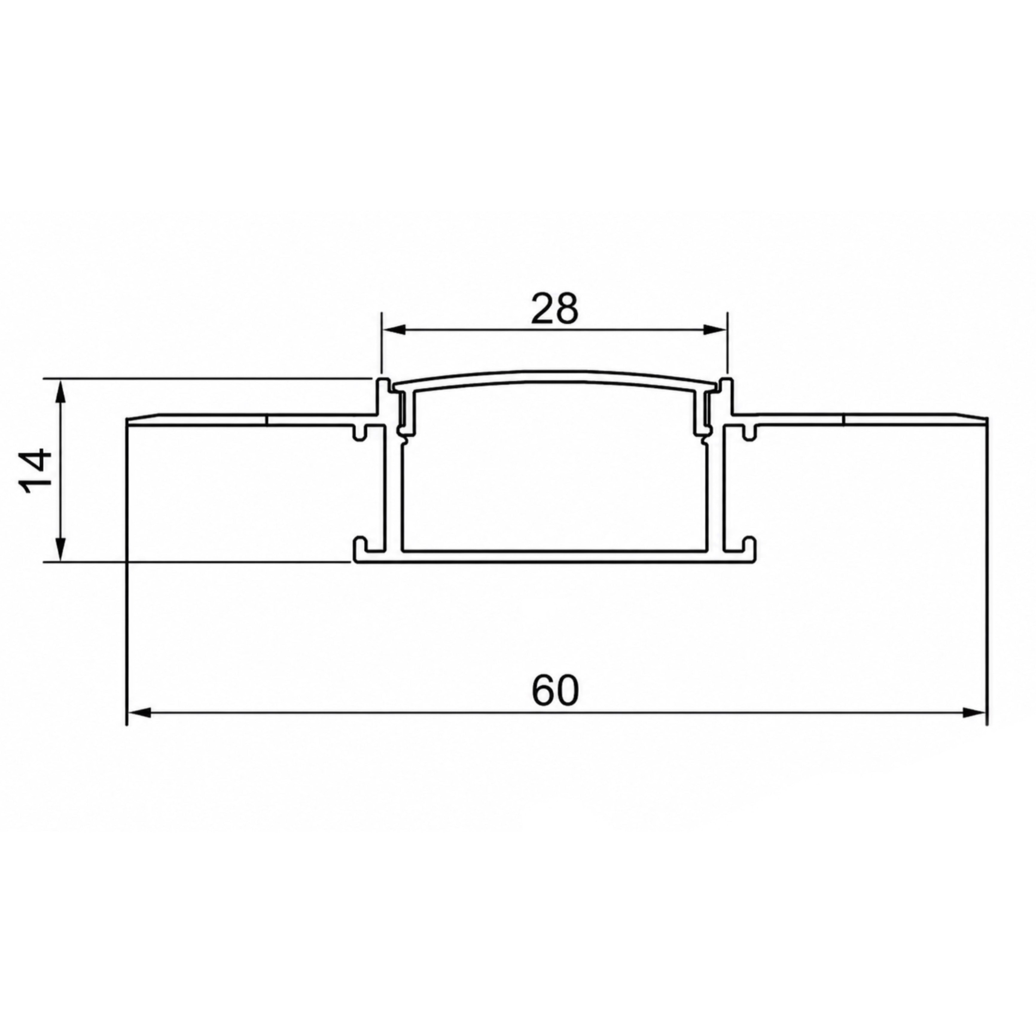 Aluminum Gypsum Profile 3M – Recessed Plaster – Silver | 14x60mm