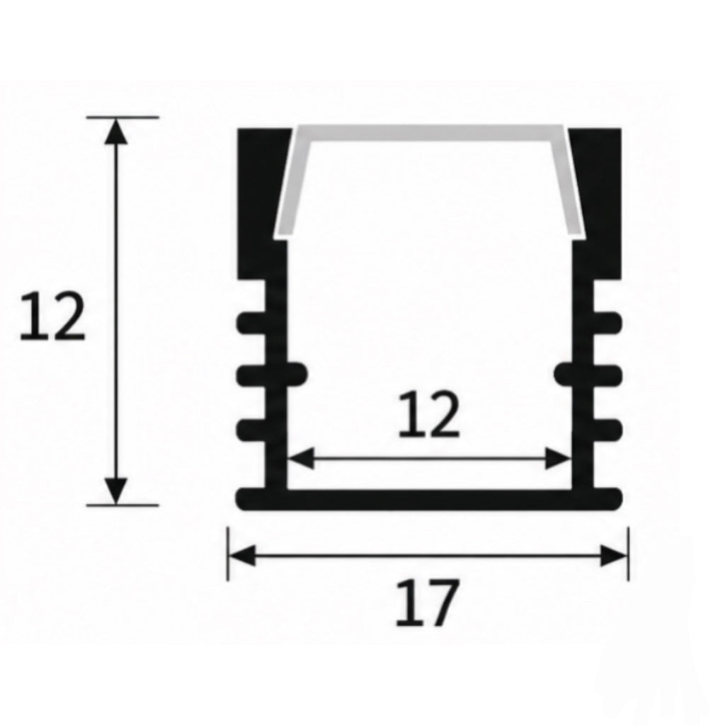 Aluminum Profile Trunk Surface Mount 2M – Silver | 12x17mm
