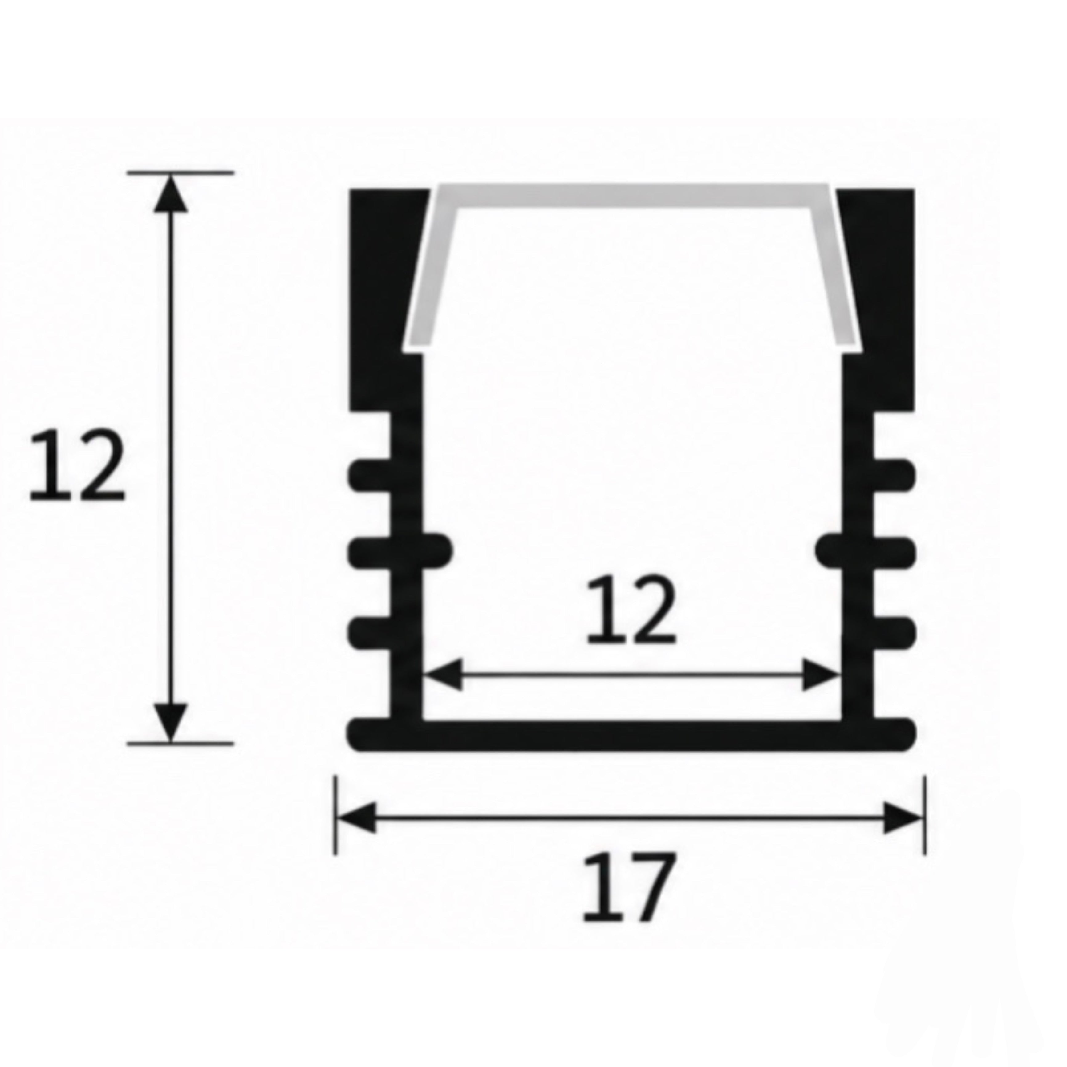 Aluminum Profile Trunk Surface Mount 2M – Silver | 12x17mm