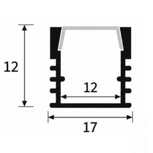 Aluminum Profile Trunk Surface Mount 2M – Silver | 12x17mm
