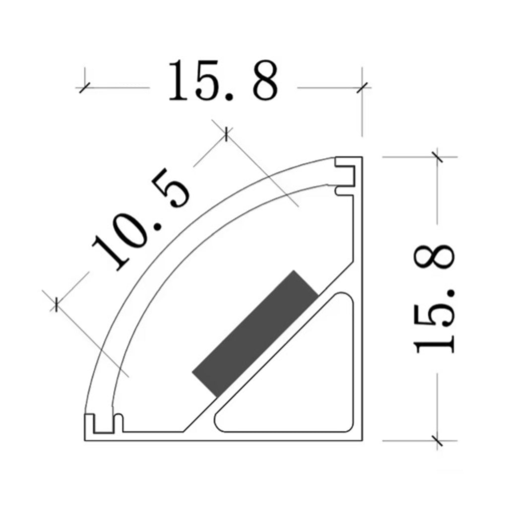 Angled Aluminum Profile 2M – Corner LED Channel Silver | 15.8x15.8