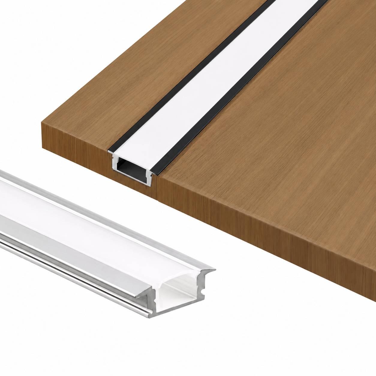 Recessed Trunk Aluminum Profile | Black & Silver | 2M / 3M | 7x17.3mm