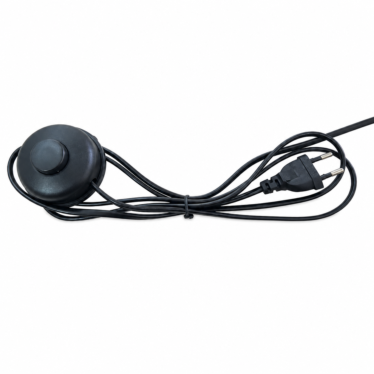 Cable with Foot Switch Block & European Plug – Inline On/Off Floor Push Button Cord – Black