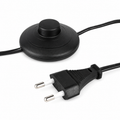 Cable with Foot Switch Block & European Plug – Inline On/Off Floor Push Button Cord – Black