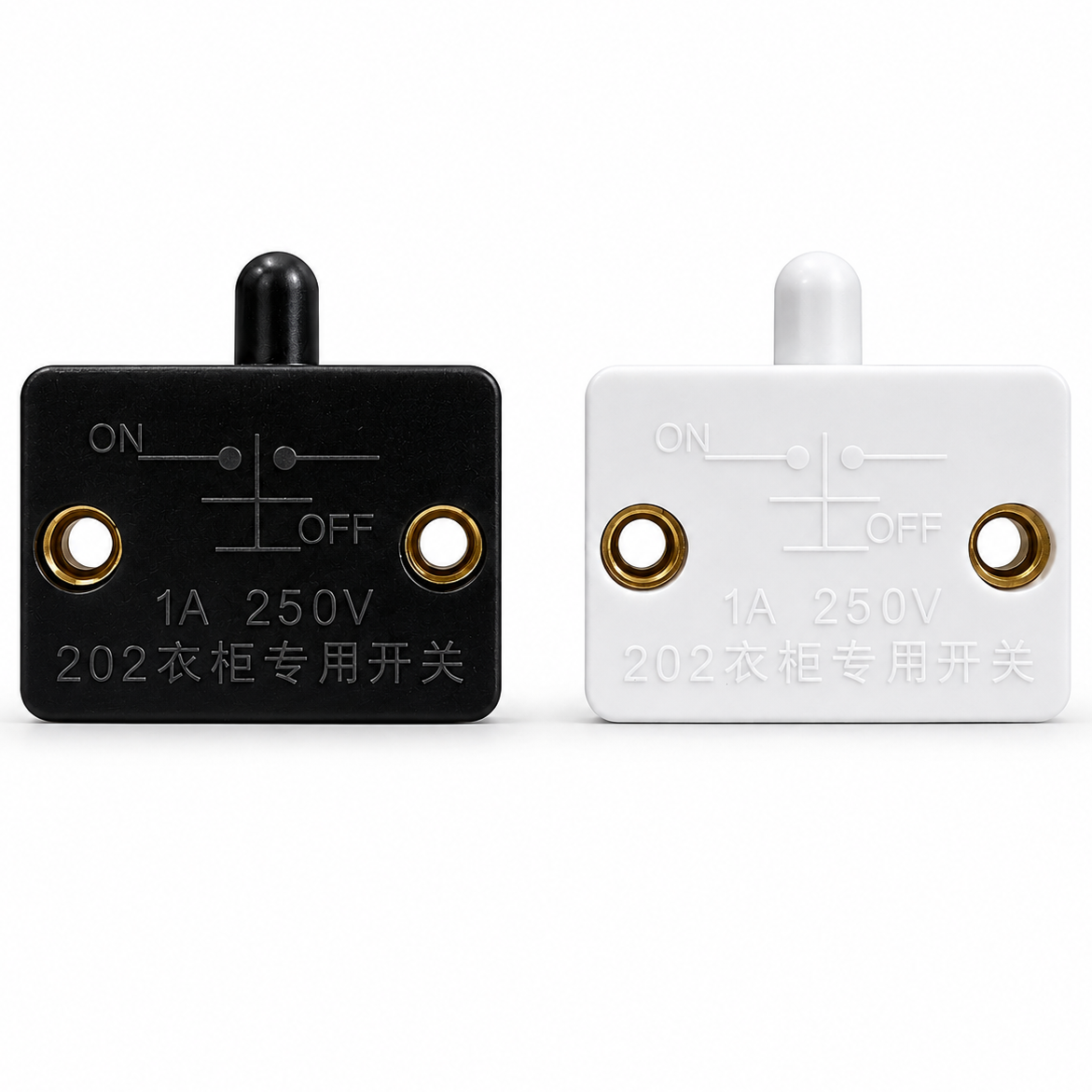 Closet Push Button Switch 1A 1NC – Cabinet Door Light Switch – Black or White
