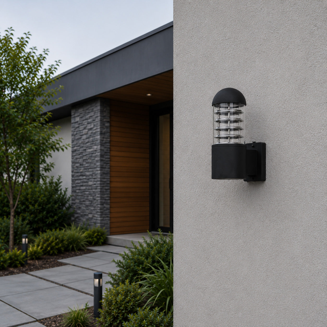Cylindrical Outdoor Wall Lantern E27 – Black | Modern Exterior Wall Light Beirut