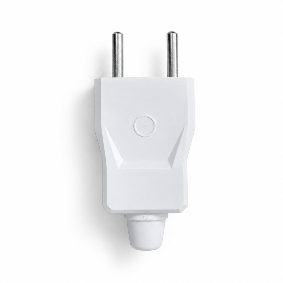 Flat Male Plug 10A White