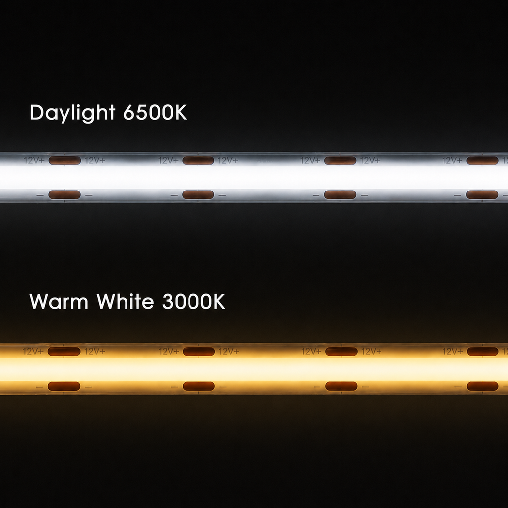 Flexible COB LED Strip 220V 240D 8mm – Cut Every 10cm – Daylight 6500K / Warm White 3000K
