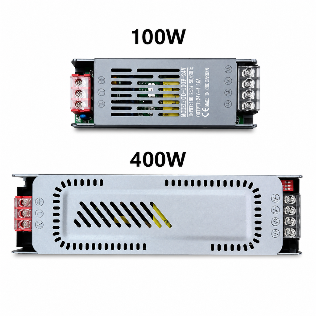 Slim LED Power Supply 24V DC – 100W / 400W – 220V AC Transformer for LED Strips & Lighting