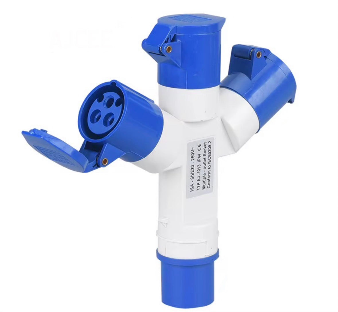 Industrial Plug with 3 Sockets 16A 2P+E IP44 – Multi Outlet Splitter Adapter