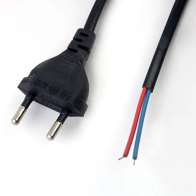 Inline Power Cord with Switch and Euro Plug – Black, Gold, and White