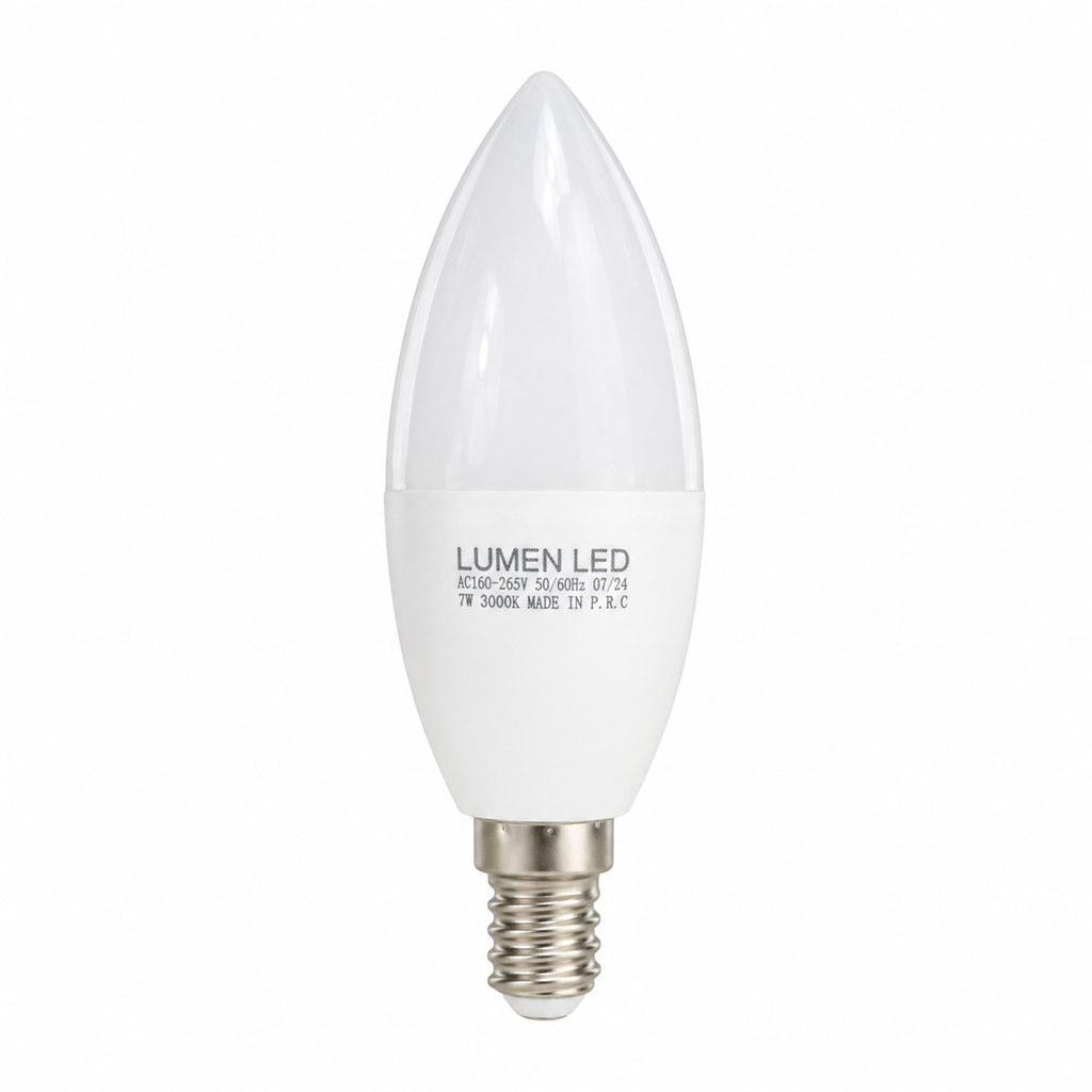 LED Candle Bulb 7W E14 Base 220V - Warm White 3000K / Daylight 6500K