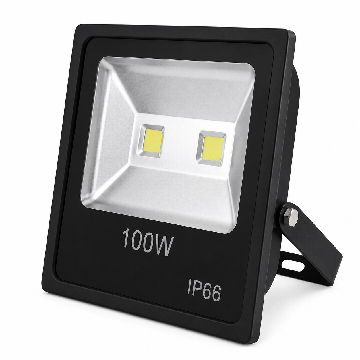 100W LED flood light with black casing on a white background