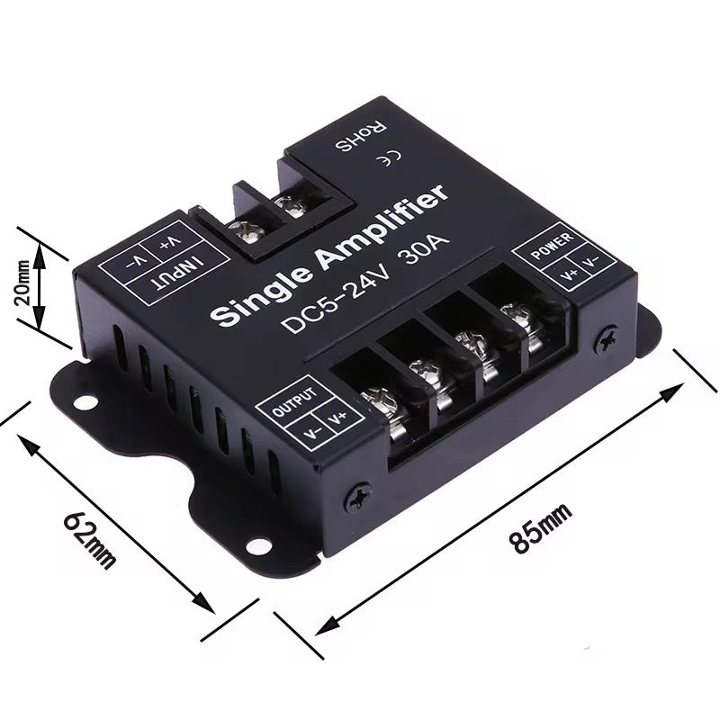 LED Strip Signal Amplifier DC 5-24V 30A Single Color Power Repeater