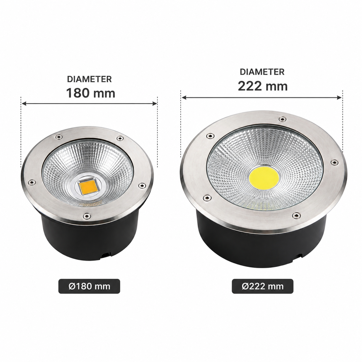LED Underground COB Light IP67 – 20W / 30W | Warm Light, Warm White & Daylight Size
