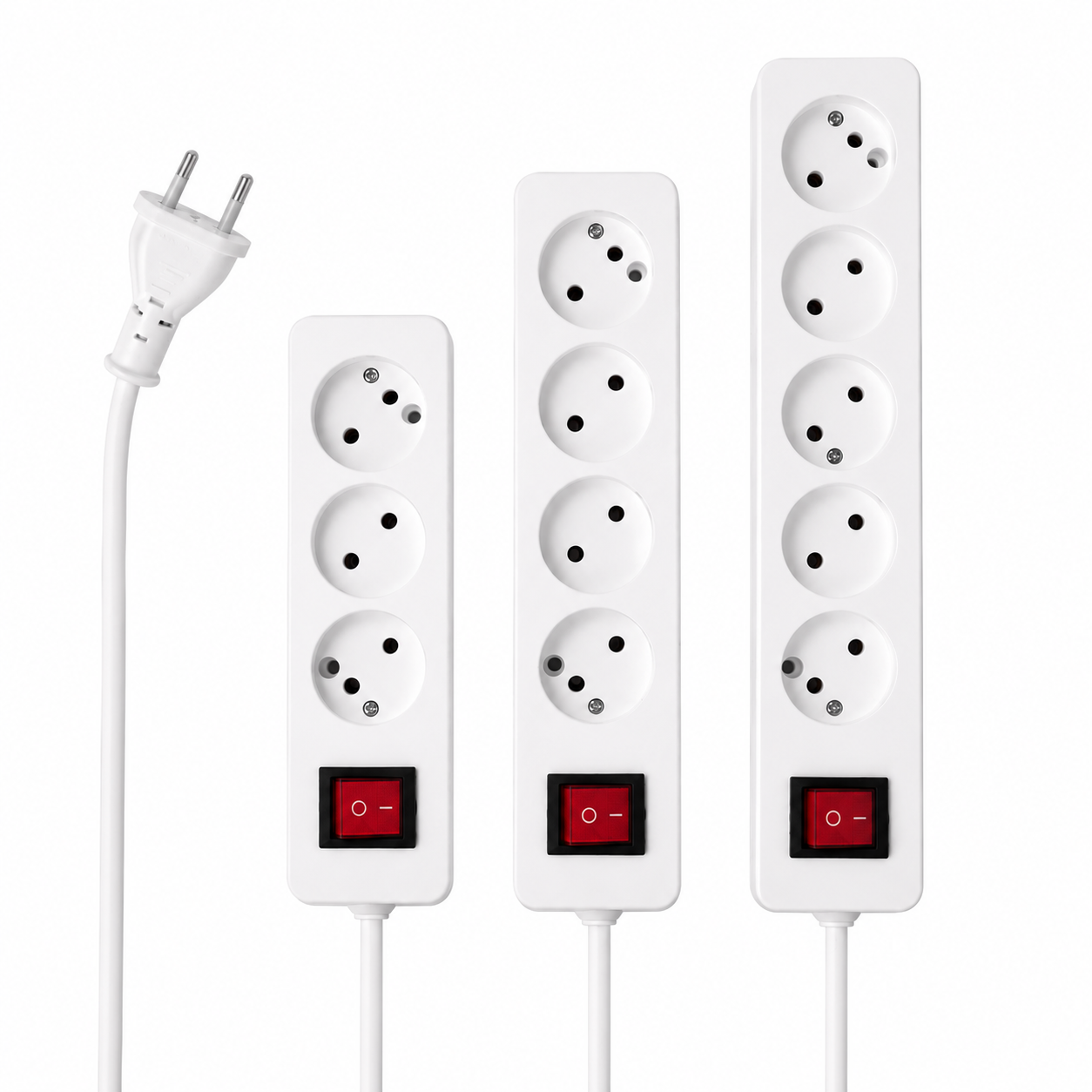 Multi-Socket Extension Cord with Switch – 2×1mm Cable – 3 Meter Length