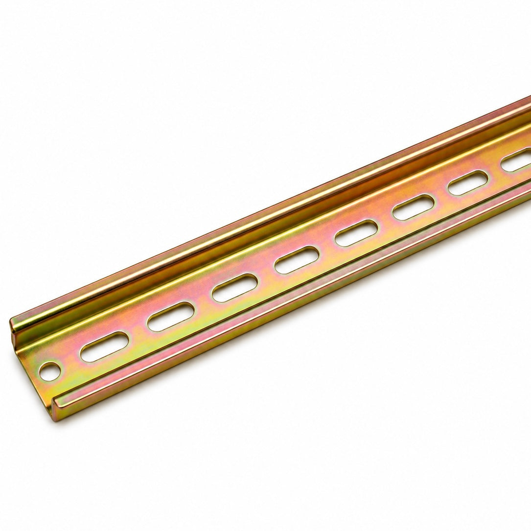 Omega DIN Rail 1 Meter – 35mm Wide × 15mm High Profile – Slotted Galvanized Steel Mounting Rail