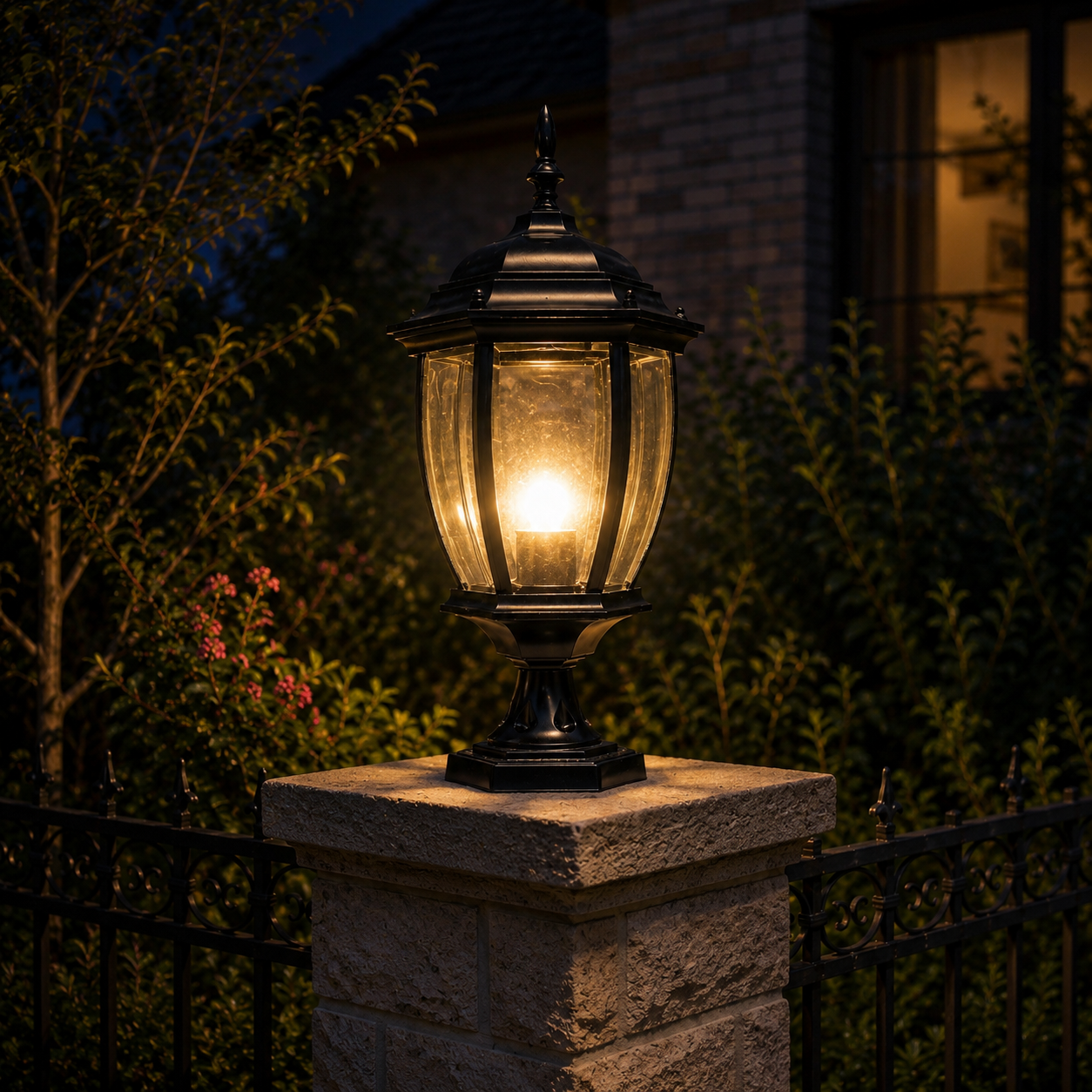 Outdoor Lantern Post Light E27 – 60W / 100W – Black Beirut
