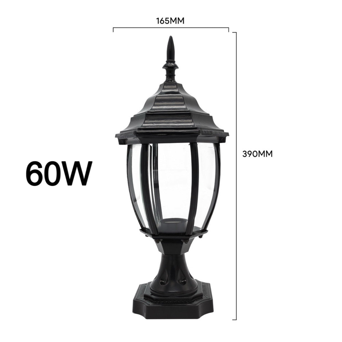 Outdoor Lantern Post Light E27 – 60W / 100W – Black Jounieh