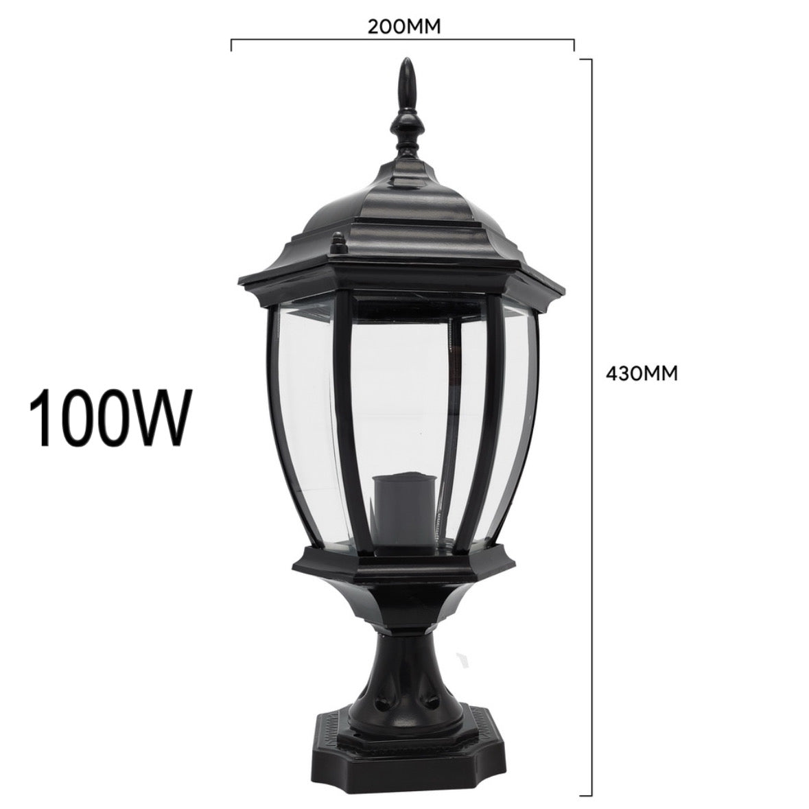 Outdoor Lantern Post Light E27 – 60W / 100W – Black Mount lebanon