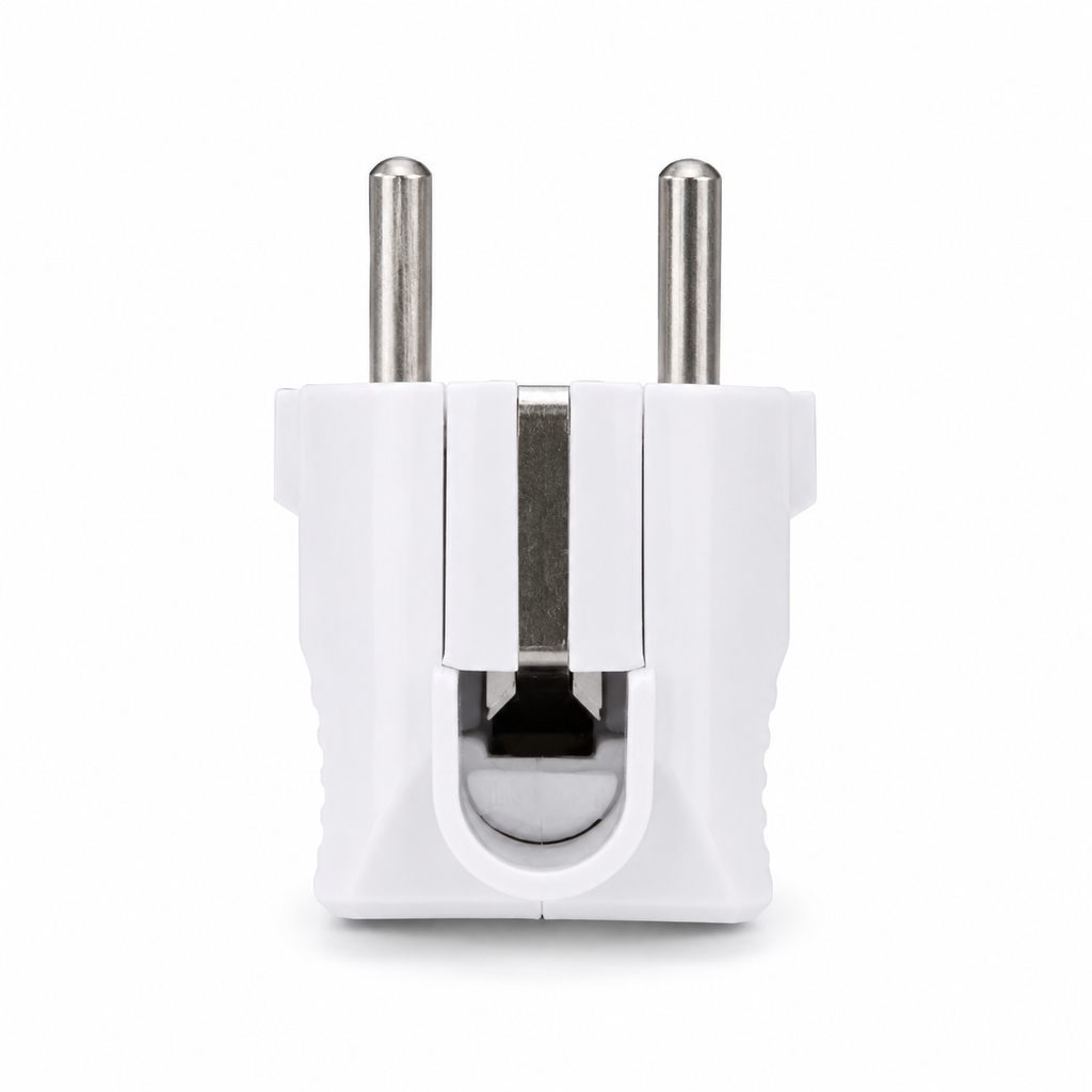 Plug Male 16A with Earth 4.8mm – Angled White
