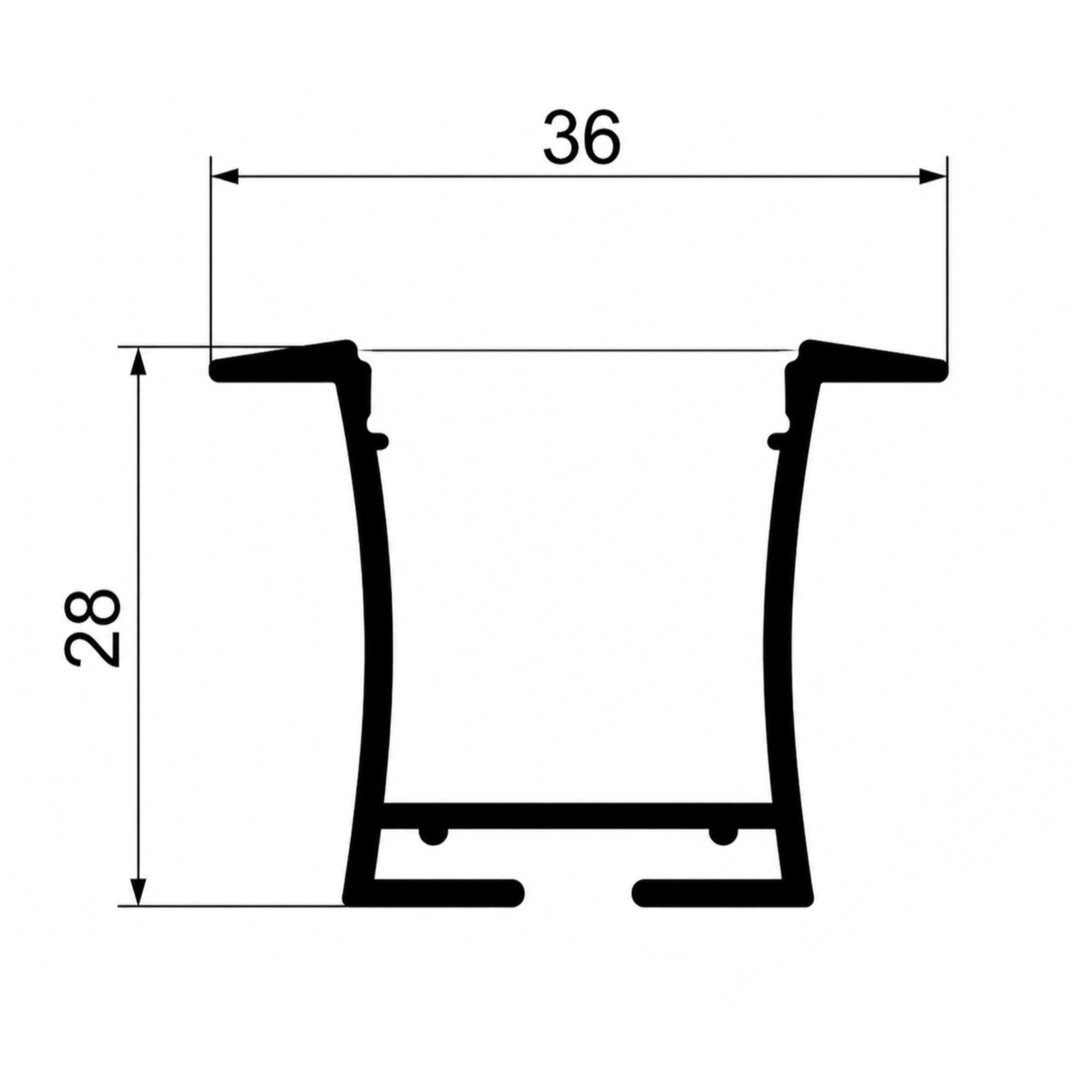 Recessed Aluminum Channel 2M – Silver LED Profile | 28x36mm