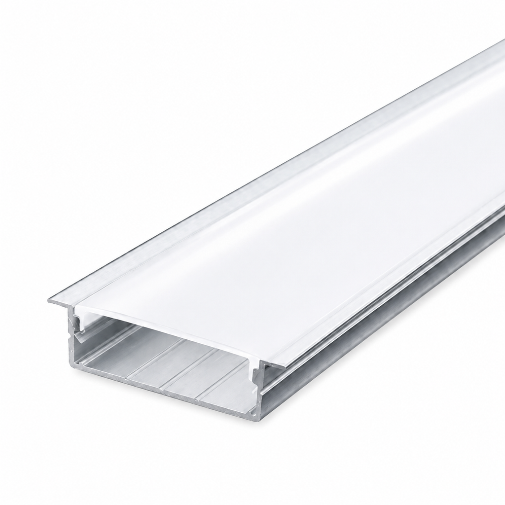 Recessed Aluminum Profile with Diffuser 2M – Silver | 9.8x30mm