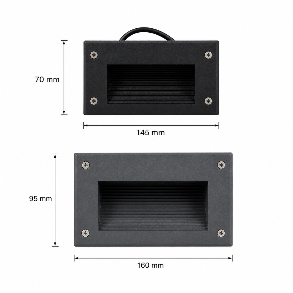 Recessed Wall Lamp 220V – 145×70mm & 160×95mm – Daylight & Warm White Beirut