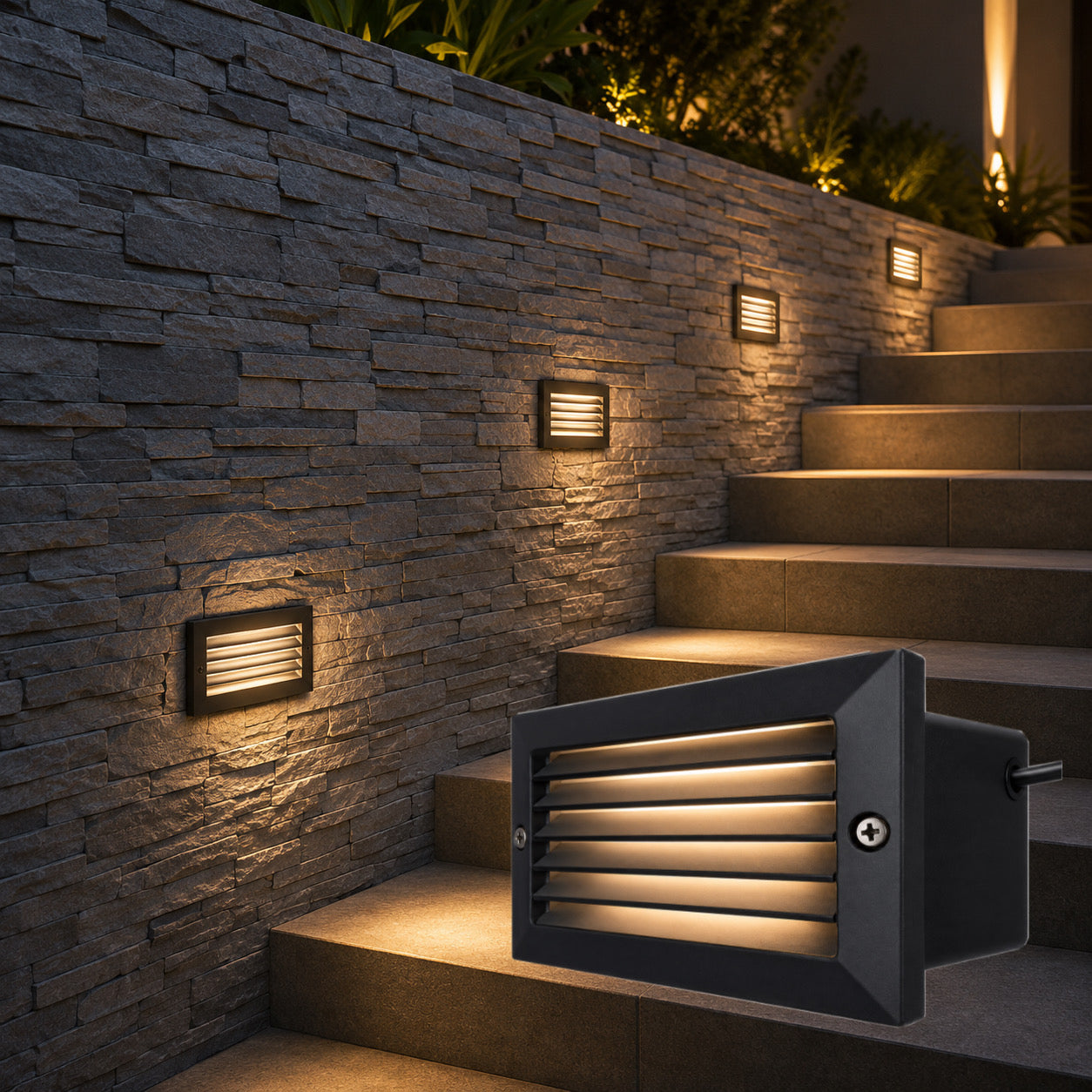 Recessed Wall Lamp with Grill 60W – White & Black Beirut
