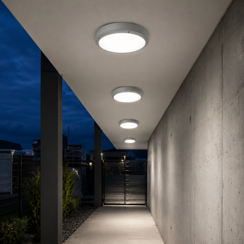 Round Ceiling Lamp E27 IP65 – Grey | Outdoor & Utility Light jounieh