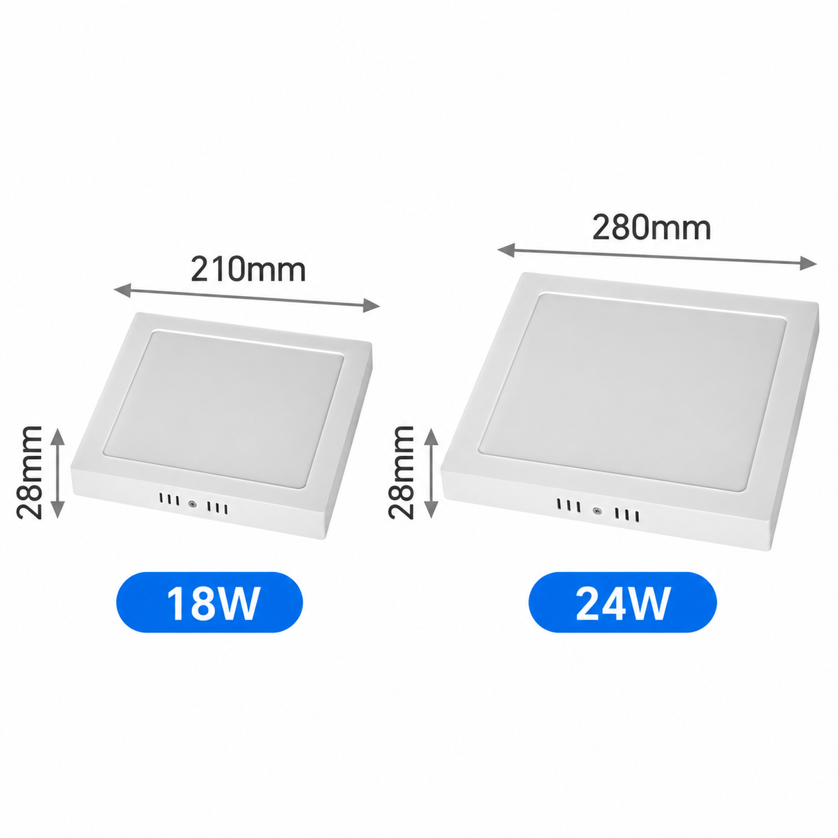Square Surface-Mounted LED Downlight – 18W / 24W | Warm White & Daylight