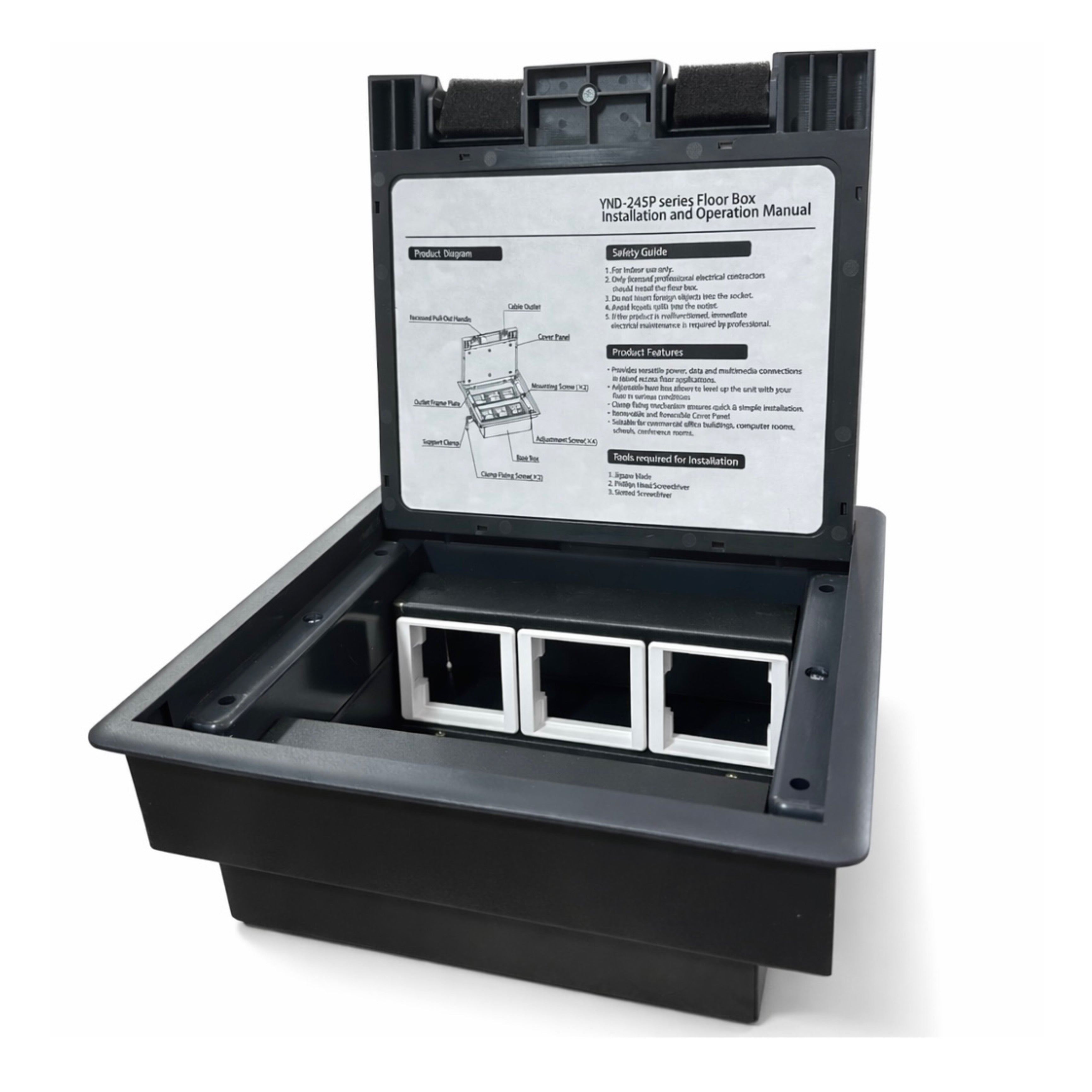 Stainless Steel Floor Socket Box – 2 × 6 Module Recessed Floor Box Lebanon