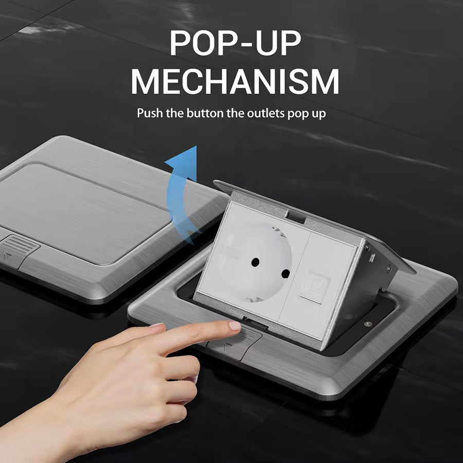 Stainless Steel Floor Socket Box – 3 Module Pop-Up Floor Box Jounieh
