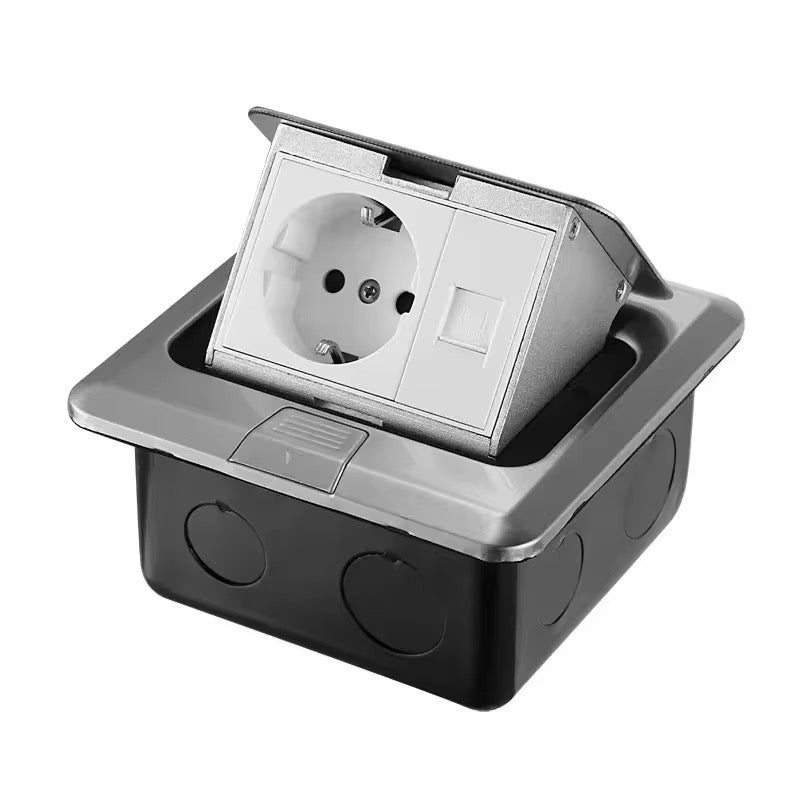 Stainless Steel Floor Socket Box – 3 Module Pop-Up Floor Box Lebanon