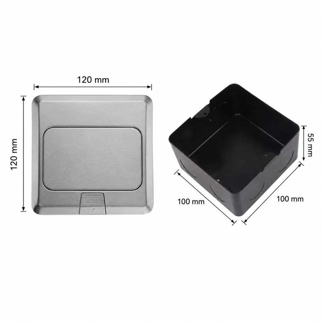 Stainless Steel Floor Socket Box – 3 Module Pop-Up Floor Box Tripoli