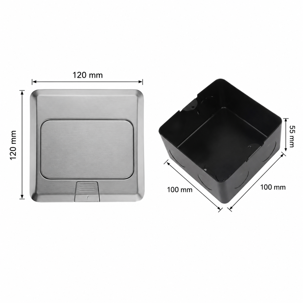 Stainless Steel Floor Socket Box – 3 Module Pop-Up Floor Box Tripoli