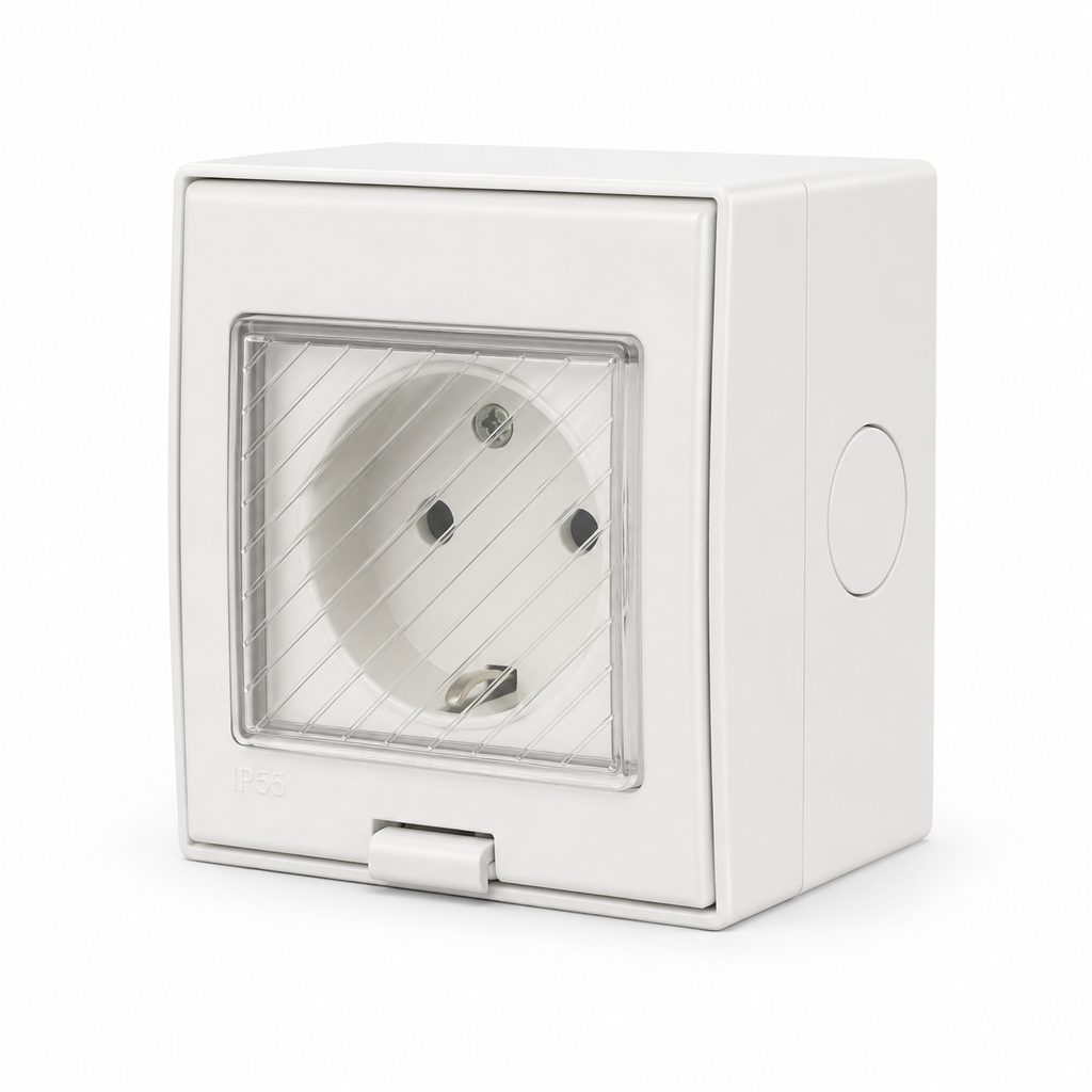 Surface-Mounted Schuko Socket 16A IP55 – Waterproof lebanon 