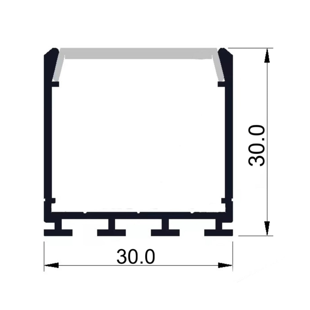 Surface Aluminum Profile Trunk – 2M & 3M Silver | 30x30mm