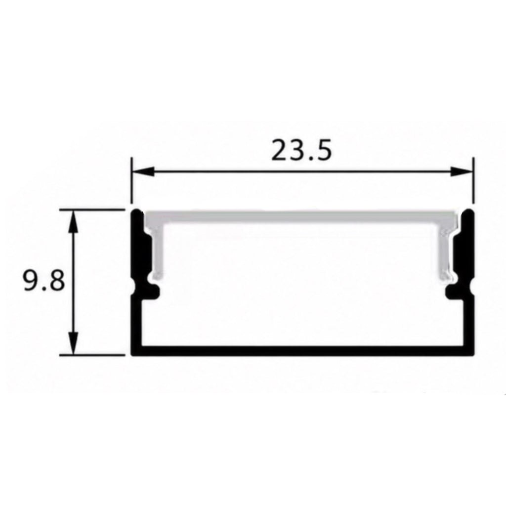 Surface Aluminum Profile 2M – Silver LED Channel | 9.8x23.5mm