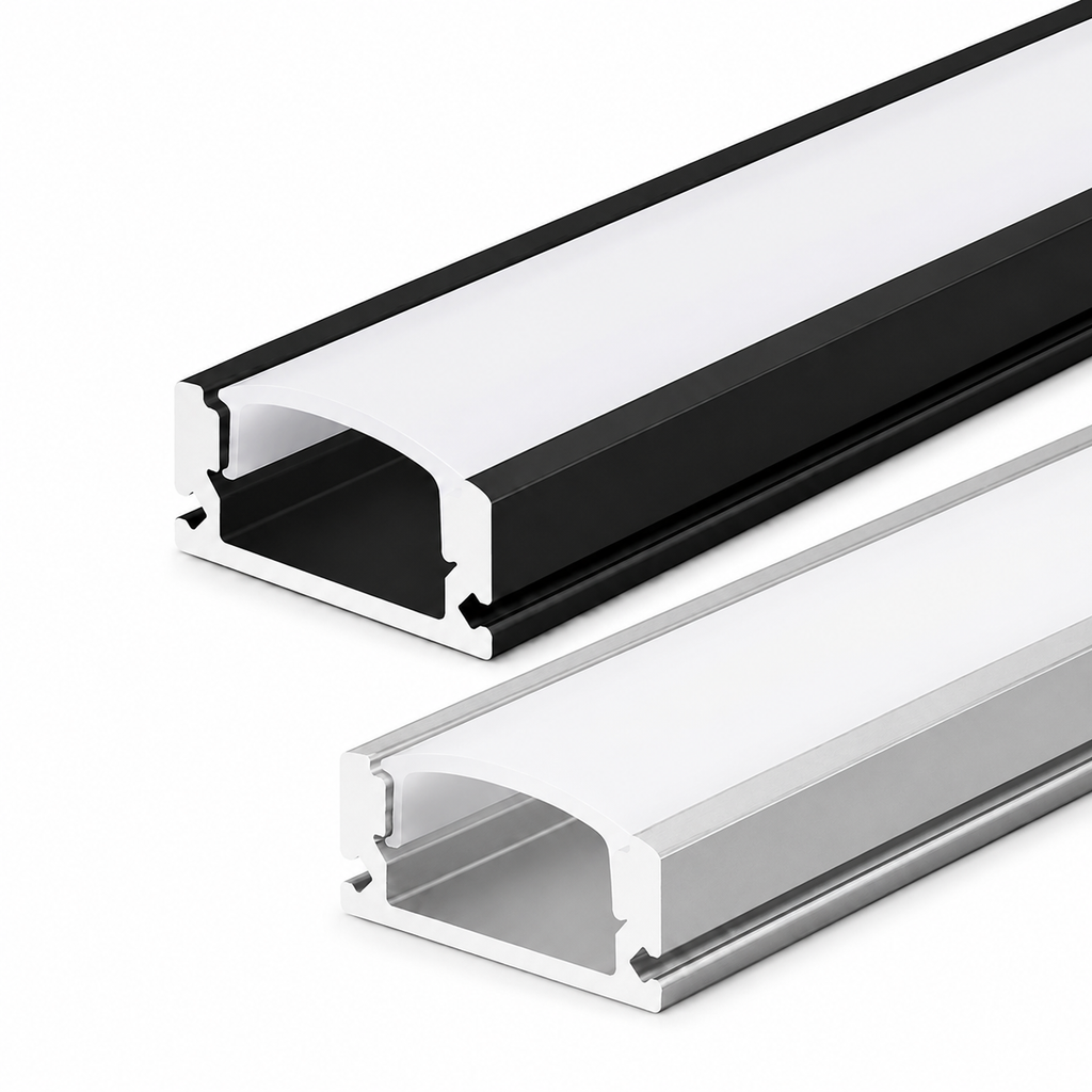 Surface Mount Aluminum LED Profile Channel | Black or Silver | 2M & 3M 7x17mm