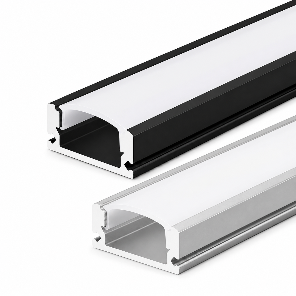 Surface Mount Aluminum LED Profile Channel | Black or Silver | 2M & 3M 7x17mm