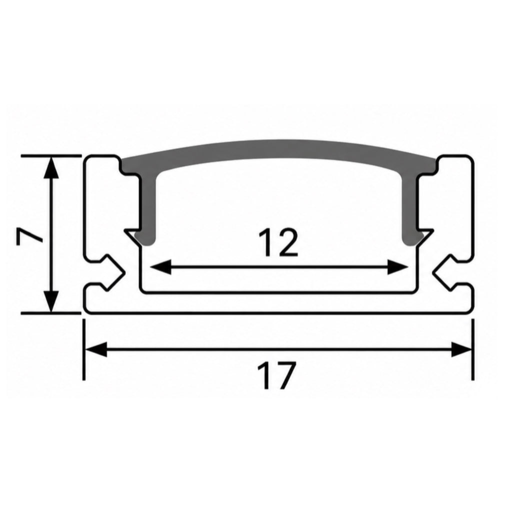 Surface Mount Aluminum LED Profile Channel | Black or Silver | 2M & 3M 7x17mm