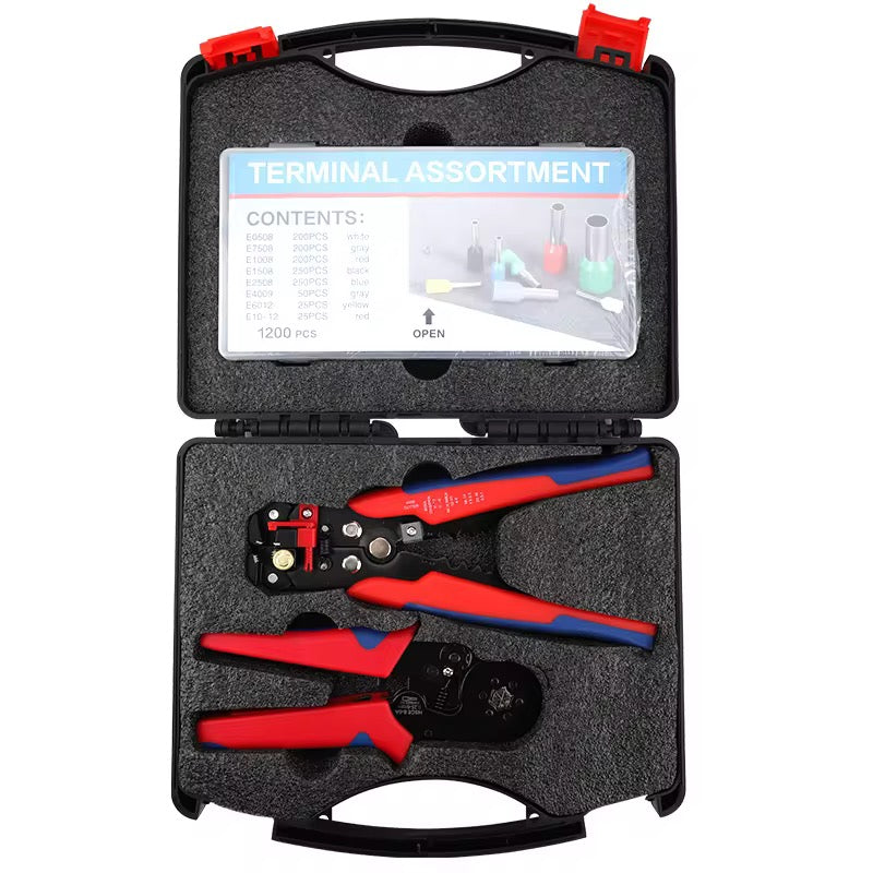 Terminal Crimping and Wire Stripping Pliers Kit with 1200 Assorted Ferrules and Storage Case Lebanon