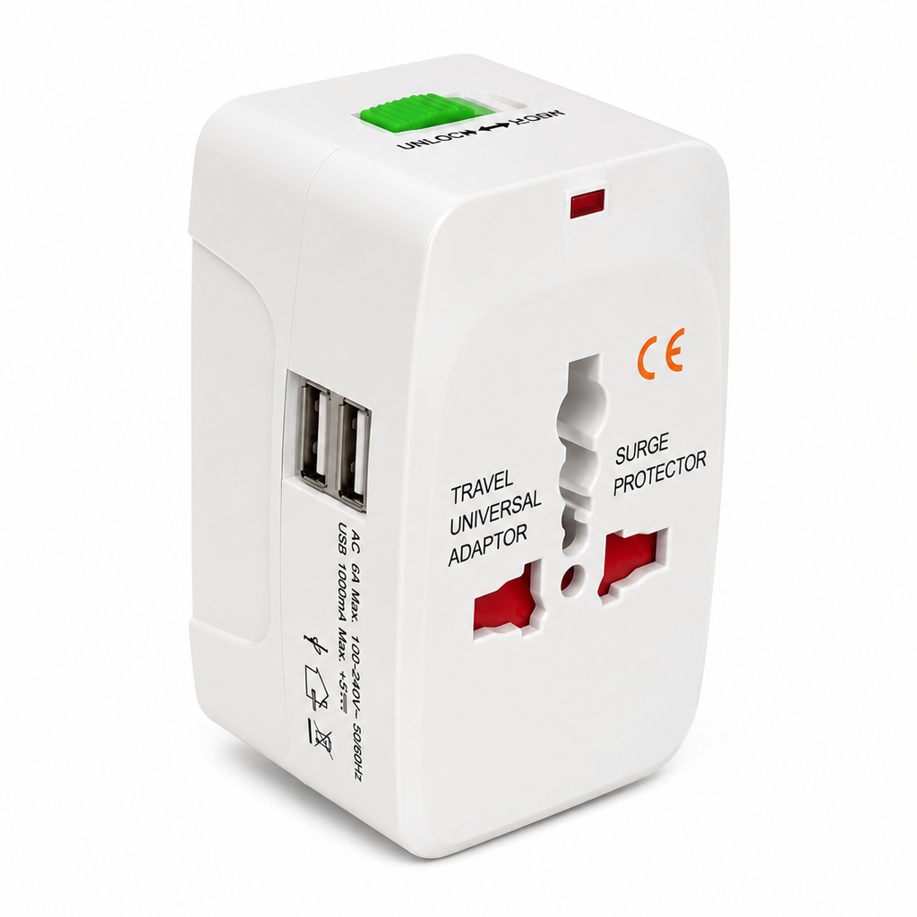 Universal Travel Adapter with 2 USB Ports – 13A Lebanon